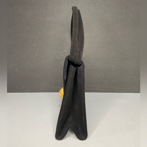 Vintage 1960's Coblentz Original Black Suede Purse Bag 9x 5.5 x2 Artichoke Clasp - Picture 4 of 14